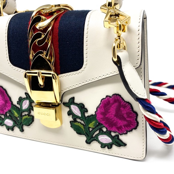 GUCCI Sylvie Calfskin Embroidered Shoulder Bag - Picture 3 of 15